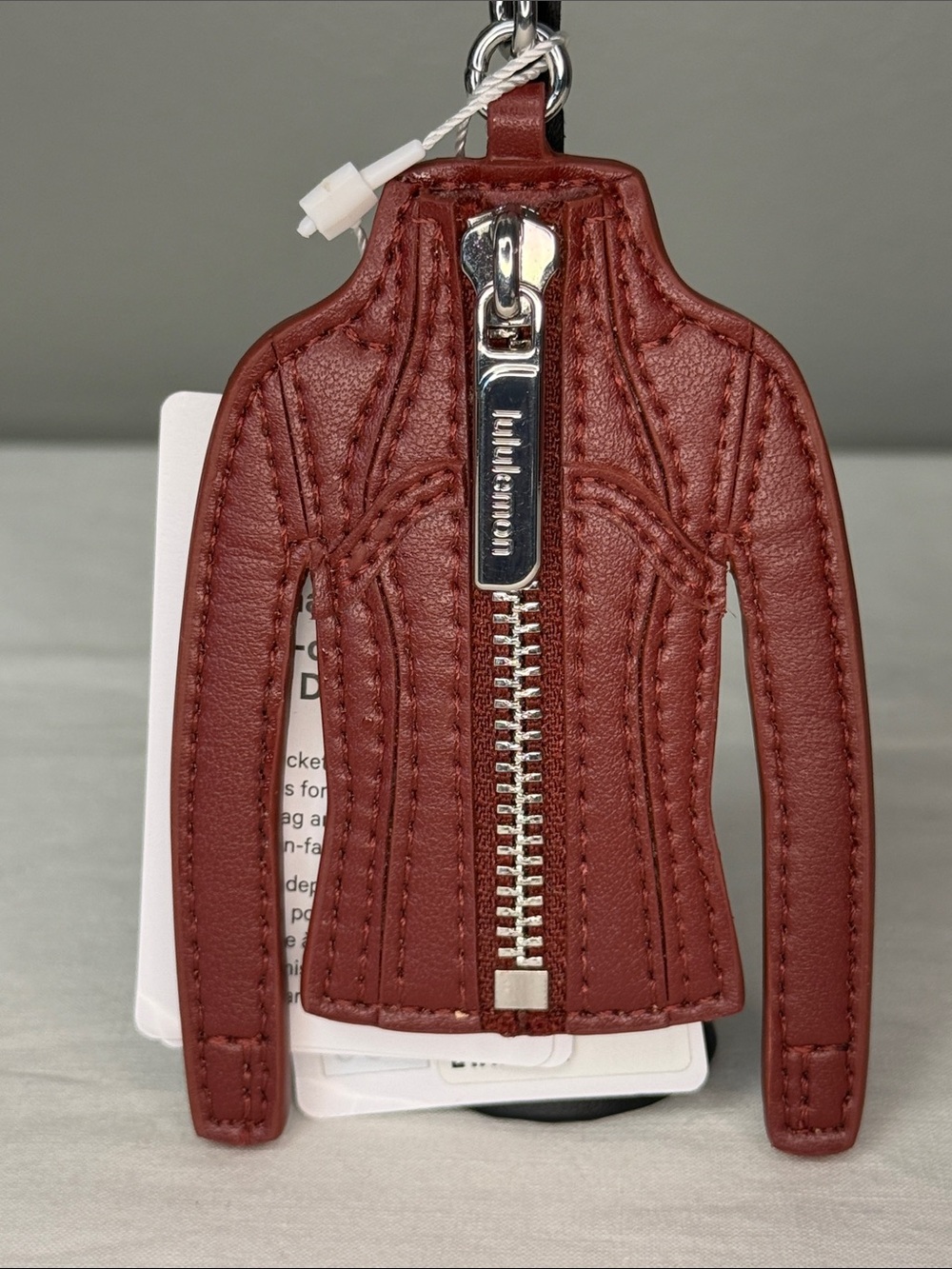 Lululemon Define Jacket Keychain Cranberry Silver NWT Carabiner Bag Charm - Picture 2 of 6